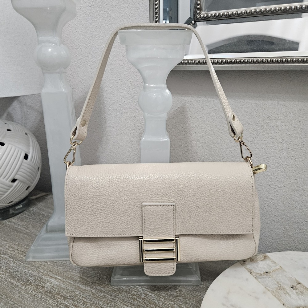DIVINA FIRENZE Made In Italy Leather Baguette Flap Shoulder  Bag New